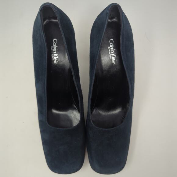 Calvin Klein Blue Suede Heels Made In Italy Womens Size 8.5 - Picture 4 of 8